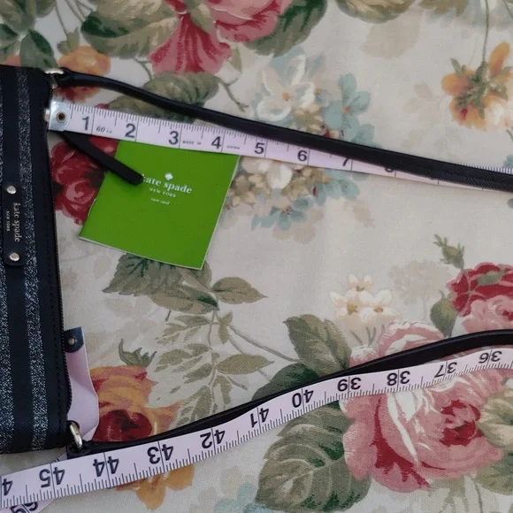 Kate Spade Haven Lane Ramey Leather Black Glitter Stripe Crossbody Bag NWT - Picture 13 of 15